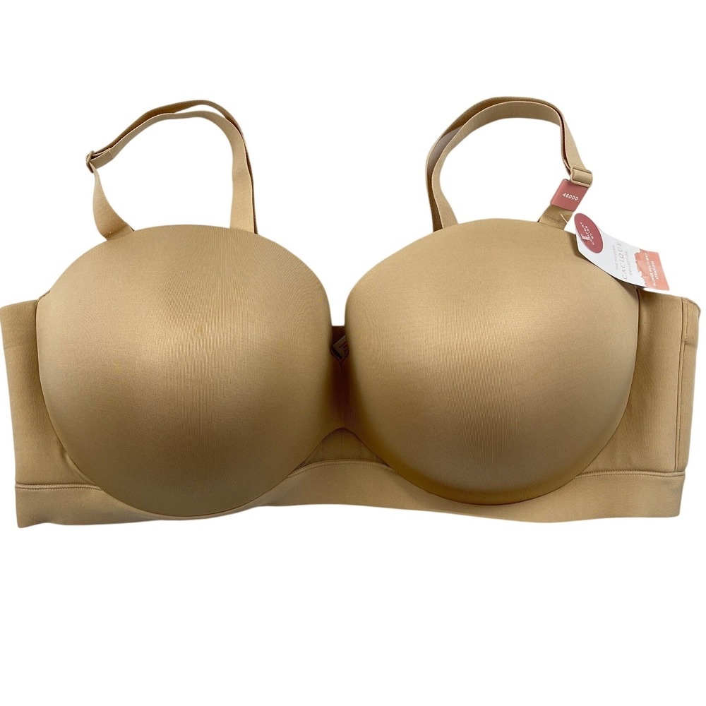 Cacique Comfort Bliss Plunge Multi-Way Strapless Bra 46DDD Tan Comfort Bliss NWT